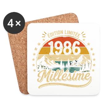 Vintage 1986 Millésime Cadeau Homme 40 Ans  - Dessous de verre (lot de 4) - blanc - Devant