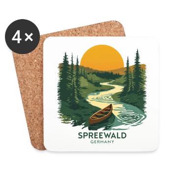 Spreewald Germany | Vintage Nature Poster - Untersetzer (4er-Set) - Weiß - Vorne