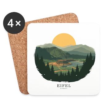 Eifel Volcano Landscape | Vintage Poster - Untersetzer (4er-Set) - Weiß - Vorne