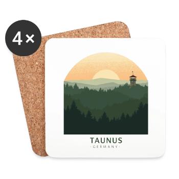 Taunus Germany | Vintage Forest Poster - Untersetzer (4er-Set) - Weiß - Vorne