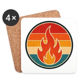 Flame Retro Badge Vintage-Stil Grafik - Untersetzer (4er-Set) - Weiß - Vorne