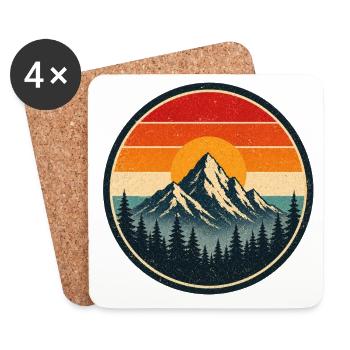 Mountain Retro Emblem Vintage-Stil Grafik - Untersetzer (4er-Set) - Weiß - Vorne