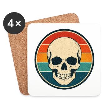 Skull Retro Badge Vintage-Stil Grafik - Untersetzer (4er-Set) - Weiß - Vorne