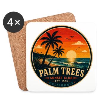 Palmen Retro Abzeichen Vintage-Küstengrafik - Untersetzer (4er-Set) - Weiß - Vorne