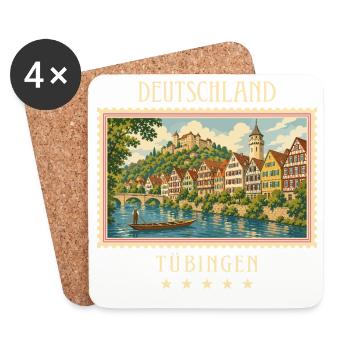 Deutschland Tübingen Vintage Reisemarke - Untersetzer (4er-Set) - Weiß - Vorne