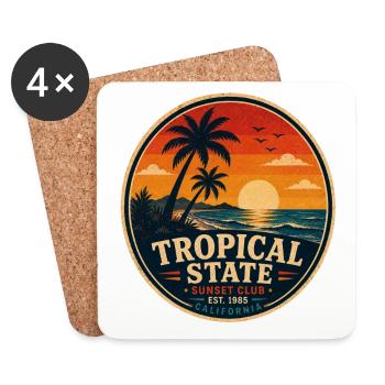 Tropical State Retro Abzeichen Vintage-Küstengrafik - Untersetzer (4er-Set) - Weiß - Vorne