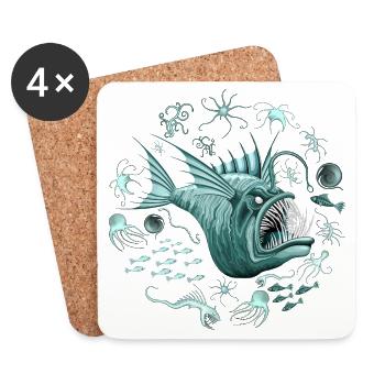 Fish Abyssal Monster in der Tiefseezone - Untersetzer (4er-Set) - Weiß - Vorne
