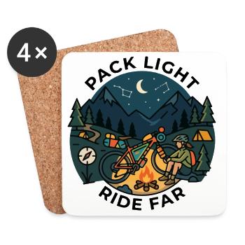 Pack Light Ride Far Bikepacking Nachthemd - Untersetzer (4er-Set) - Weiß - Vorne