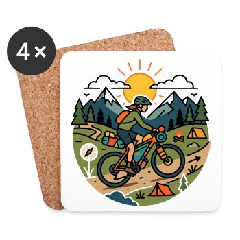 Mountainbikepacking Adventure Badge T-Shirt - Untersetzer (4er-Set) - Weiß - Vorne