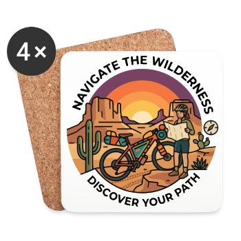 Navigieren Sie durch das Wilderness Bikepacking Karten-Shirt - Untersetzer (4er-Set) - Weiß - Vorne