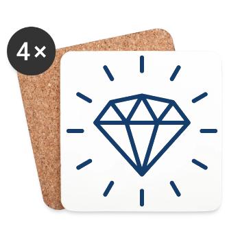 Blue Diamond Gem Icon Symbol Illustration Design - Coasters (set of 4) - white - Front