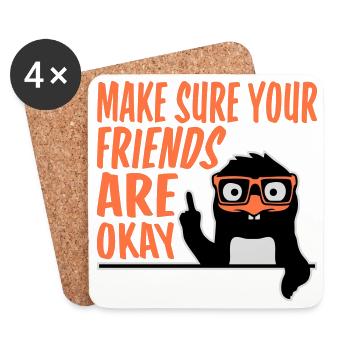 Make Sure Your Friends Are Okay Pinguin Nerd Geek - Untersetzer (4er-Set) - Weiß - Vorne