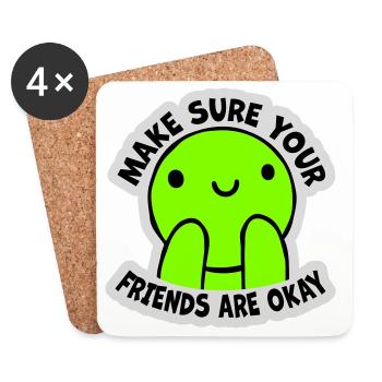Assurez-vous que vos amis vont bien Logo de citation des amis - Dessous de verre (lot de 4) - blanc - Devant