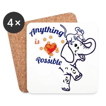 Alles ist möglich – Elefant und Maus - Untersetzer (4er-Set) - Weiß - Vorne
