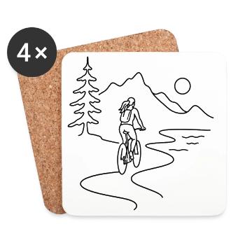 Cyclist woman in mountains - Untersetzer (4er-Set) - Weiß - Vorne