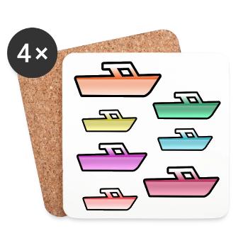 Bateaux à moteur - Dessous de verre (lot de 4) - blanc - Devant