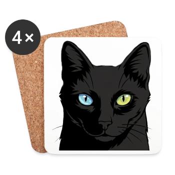 Zweifarbige Katze mit Heterochromie - Untersetzer (4er-Set) - Weiß - Vorne