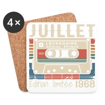 Juillet 1968 Cadeau Anniversaire Juillet 1968  - Dessous de verre (lot de 4) - blanc - Devant
