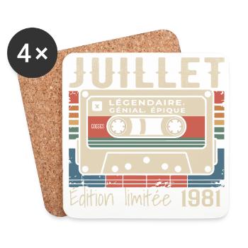 Juli 1981 Geburtstagsgeschenk Juli 1981 - Untersetzer (4er-Set) - Weiß - Vorne
