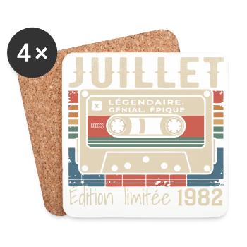 Juillet 1982 Cadeau Anniversaire Juillet 1982 - Dessous de verre (lot de 4) - blanc - Devant