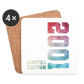 25. Geburtstag Limited Edition 2001 Jahrgang 2001 - Untersetzer (4er-Set) - Weiß - Vorne