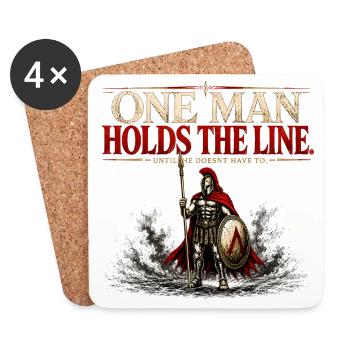 One Man Holds The Line - Spartan Warrior Gym Gift - Coasters (set of 4) - white - Front