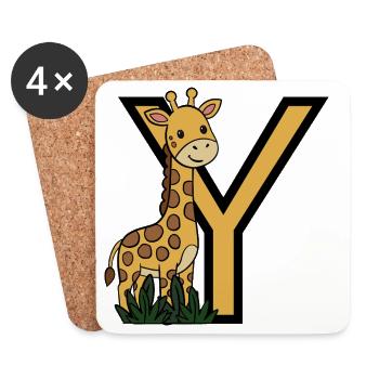 Giraffe with Y Letter Design - Coasters (set of 4) - white - Front