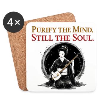 Purify The Mind Still The Soul Geisha Japanese Art - Coasters (set of 4) - white - Front