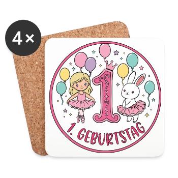 1. Geburtstag Ballerina  - Untersetzer (4er-Set) - Weiß - Vorne