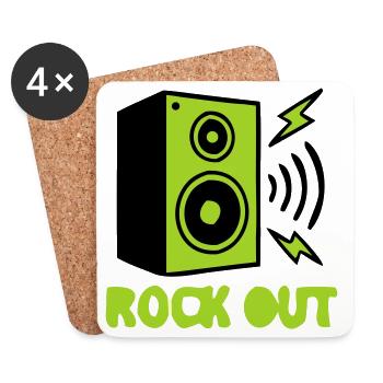 Rock Out Lautsprecher Icon - Untersetzer (4er-Set) - Weiß - Vorne