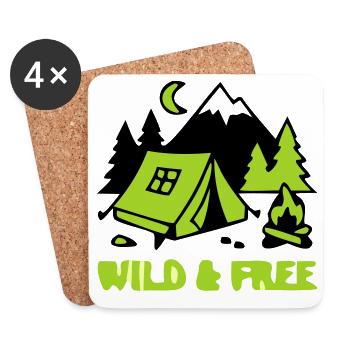 Camping Zelt Natur Grafik - Untersetzer (4er-Set) - Weiß - Vorne