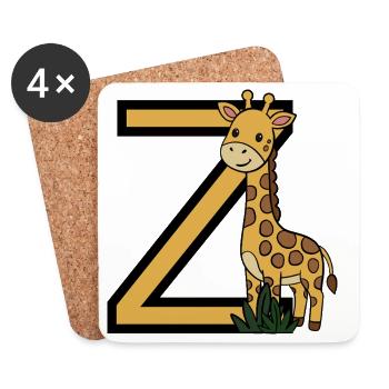 Giraffe Buchstabe  Z - Untersetzer (4er-Set) - Weiß - Vorne