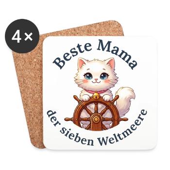 Beste Mama der sieben Weltmeere - Untersetzer (4er-Set) - Weiß - Vorne