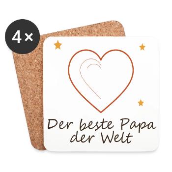 Der beste Papa der Welt Herzdesign - Untersetzer (4er-Set) - Weiß - Vorne