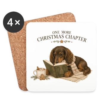 Lire encore un Chapitre de Noël, Teckel - Dessous de verre (lot de 4) - blanc - Devant