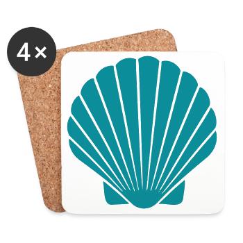 Turquoise Seashell Graphic Beach Motif - Coasters (set of 4) - white - Front