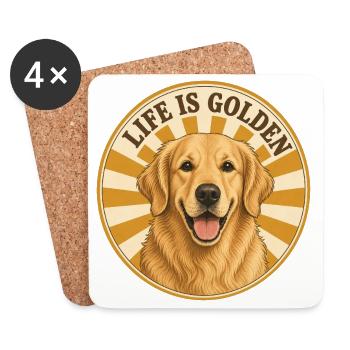 Life is golden with Golden Retriever - Coasters (set of 4) - white - Front