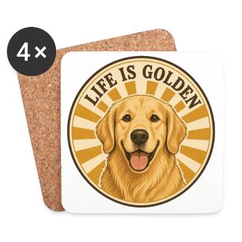 Life is golden with Golden Retriever - Coasters (set of 4) - white - Front