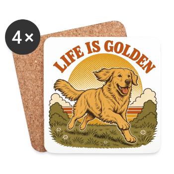 Life is golden with Golden Retriever - Coasters (set of 4) - white - Front