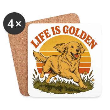 Life is golden with Golden Retriever - Coasters (set of 4) - white - Front