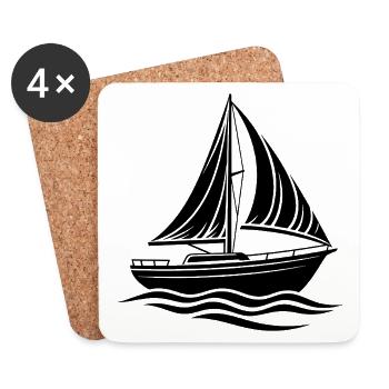 Modernes sportliches Segelboot mit klaren Konturen - Untersetzer (4er-Set) - Weiß - Vorne
