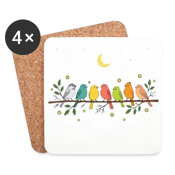 Vogelbeobachter-Shirt Süßes Vogel-Vogelliebhaber-Geschenk - Untersetzer (4er-Set) - Weiß - Vorne