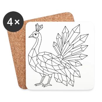 Crystal peacock coloring page - Coasters (set of 4) - white - Front