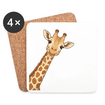 Giraffenhemd, Tierliebhaber-T-Shirt - Untersetzer (4er-Set) - Weiß - Vorne