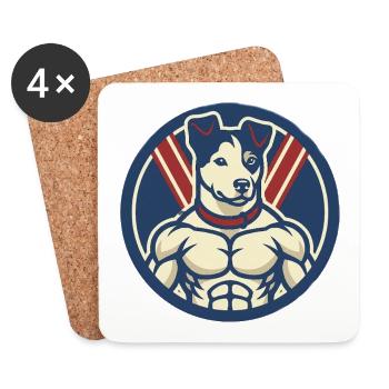 Muskulärer, patriotischer Hund - Untersetzer (4er-Set) - Weiß - Vorne