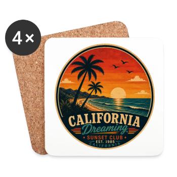 California Dreaming Vintage Graphic - Coasters (set of 4) - white - Front