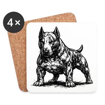 Muskulöser Bull Terrier im Comic Stil - Untersetzer (4er-Set) - Weiß - Vorne