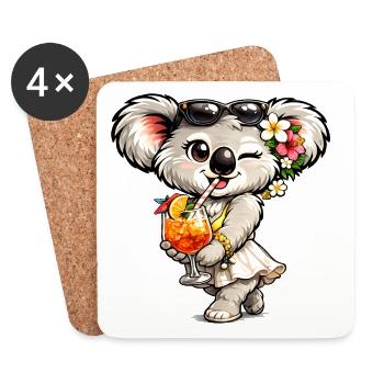 Sweet koala with tropical cocktail - Coasters (set of 4) - white - Front