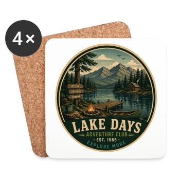 Lake Days Vintage Adventure Graphic - Coasters (set of 4) - white - Front