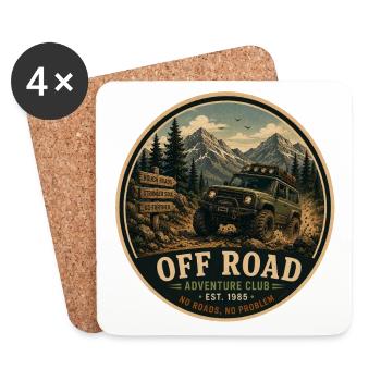 Offroad-Vintage-Abenteuergrafik - Untersetzer (4er-Set) - Weiß - Vorne